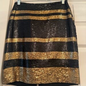 NWOT Adrianna Papell Black and Gold Sequin Pencil Skirt